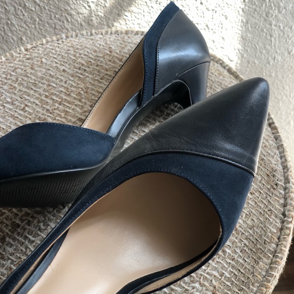 Shoes - Nine west leather suede heeled pumps stilettos cut out (Size 9M)
